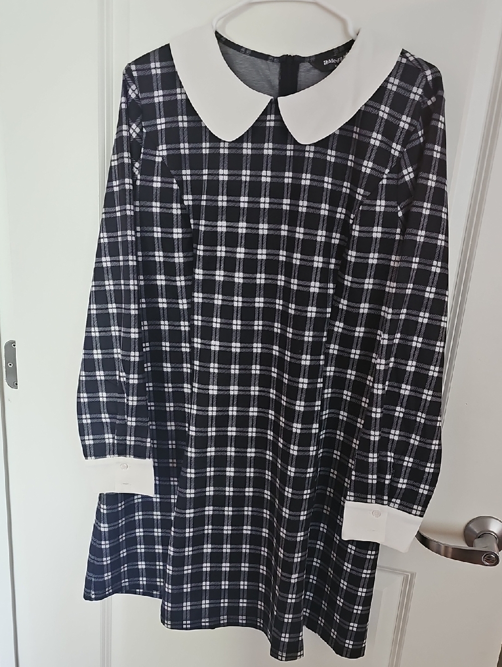 Allegra K Navy and White Plaid Dress with Peter Pan